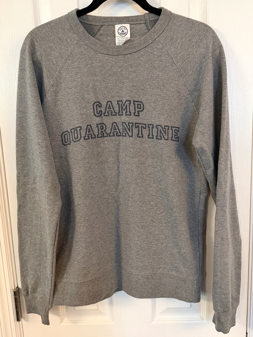 Delta Fleece Camp Quarantine Gray Graphic Sweatshirt Medium